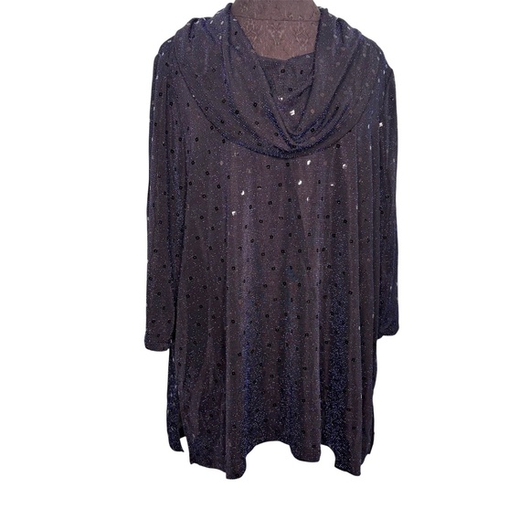 Catherines Tops - Catherine's Plus Size Black Blue Sequin Tunic Blouse
